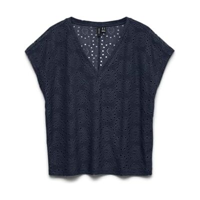 10344367-5045741 VERO Moda Vmtassa Liv Ss V-Neck Top JRS damski, granatowy blezer, XS 10344367-5045741 VERO Moda Vmtassa Liv Ss V-Neck Top JRS damski, granatowy blezer, XS