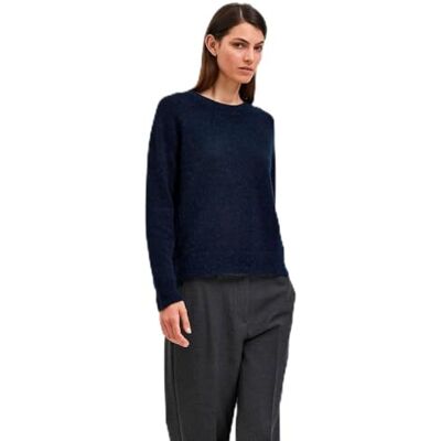 16074482 SELECTED FEMME Women's SLFLULU LS Knit O-Neck B NOOS sweter, Dark Sapphire, XS, Dark Sapphire, XS 16074482 SELECTED FEMME Women's SLFLULU LS Knit O-Neck B NOOS sweter, Dark Sapphire, XS, Dark Sapphire, XS