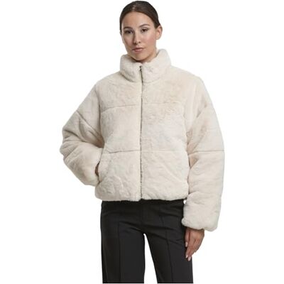 TB7935-02903 Urban Classics Damska kurtka zimowa Short Faux Fur Puffer Jacket, przytulna kurtka ze sztucznego futra ze stójką, rozmiary XS XL, Whitesand, XS TB7935-02903 Urban Classics Damska kurtka zimowa Short Faux Fur Puffer Jacket, przytulna kurtka ze sztucznego futra ze stójką, rozmiary XS XL, Whitesand, XS