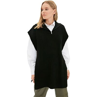 TCTAW22UV0009 Trendyol Women's Kaptur Wzór warkocz regularny Sweter Kamizelka Sweater, czarna, 36, czarny, 36 TCTAW22UV0009 Trendyol Women's Kaptur Wzór warkocz regularny Sweter Kamizelka Sweater, czarna, 36, czarny, 36