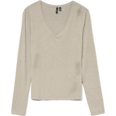 10334582-4895313 VERO MODA Vmlava Glitter Ls V-Neck Top Stripe Ga, owsianka, XS 10334582-4895313 VERO MODA Vmlava Glitter Ls V-Neck Top Stripe Ga, owsianka, XS