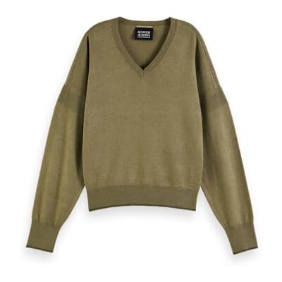 177710 Scotch & Soda Damski sweter z dekoltem w serek, Melanż wojskowy 0813, XS 177710 Scotch & Soda Damski sweter z dekoltem w serek, Melanż wojskowy 0813, XS