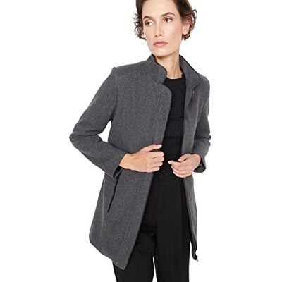 TWOAW23KB00163 Trendyol Damski kołnierz stojący, zwykły płaszcz, antracytowy, 38, Antracyt, 64 TWOAW23KB00163 Trendyol Damski kołnierz stojący, zwykły płaszcz, antracytowy, 38, Antracyt, 64
