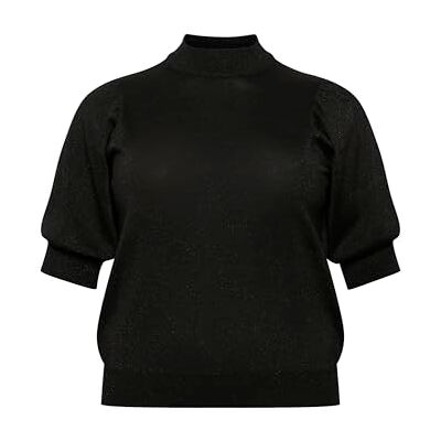 10581900 Kaffe Curve Plus Size Damski sweter o półdługości rękawa metaliczna przędza, Głęboka czerń, S duże rozmiary 10581900 Kaffe Curve Plus Size Damski sweter o półdługości rękawa metaliczna przędza, Głęboka czerń, S duże rozmiary