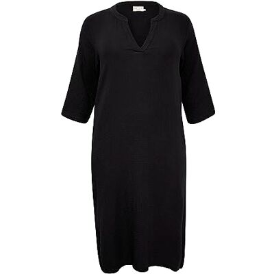 10581670 Kaffe Curve Plus Size Damska sukienka na co dzień z rękawami długość kolana dekolt, Głęboka czerń, 42/du?y rozmiar 10581670 Kaffe Curve Plus Size Damska sukienka na co dzień z rękawami długość kolana dekolt, Głęboka czerń, 42/du?y rozmiar