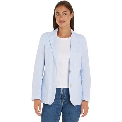 WW0WW42542 Tommy Hilfiger Damska marynarka w paski POPLIN Regular SB Ithaka STP/Breezy Blue 40, Ithaka Stp/Breezy Blue, 66 WW0WW42542 Tommy Hilfiger Damska marynarka w paski POPLIN Regular SB Ithaka STP/Breezy Blue 40, Ithaka Stp/Breezy Blue, 66