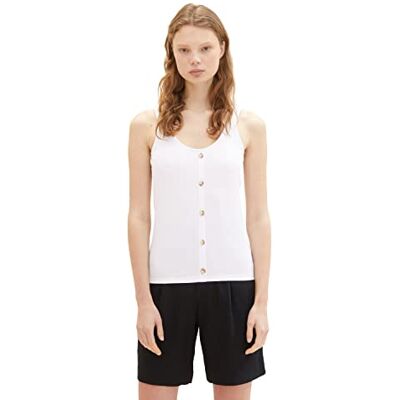 1038399 TOM TAILOR Denim Damski top z zapięciem na guziki, 20000 – biały, XS 1038399 TOM TAILOR Denim Damski top z zapięciem na guziki, 20000 – biały, XS