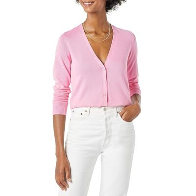 WAE35007FL18-Pnk-Large Amazon Essentials Kvinnors Lekki kardigan z dekoltem w serek (dostępny w wersji Plus Size), Różowy, L WAE35007FL18-Pnk-Large Amazon Essentials Kvinnors Lekki kardigan z dekoltem w serek (dostępny w wersji Plus Size), Różowy, L