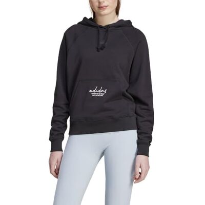 JI6521 adidas Kobiety SIGNATURE GRAPHIC EMBROIDERY FRENCH TERRY LOOSE HOODIE, black, L JI6521 adidas Kobiety SIGNATURE GRAPHIC EMBROIDERY FRENCH TERRY LOOSE HOODIE, black, L