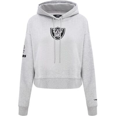CCHENILLE-3503-F-BFT Pro Standard Damska bluza z kapturem NFL Las Vegas Raiders Classic Chenille Cropped Hoodie Heather Grey S CCHENILLE-3503-F-BFT Pro Standard Damska bluza z kapturem NFL Las Vegas Raiders Classic Chenille Cropped Hoodie Heather Grey S