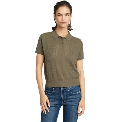 D26061 G-STAR RAW Damska bluza Pointelle Lt Wt Polo Knit Wmn, Zielony (Ensis Green -d166-6057), XL D26061 G-STAR RAW Damska bluza Pointelle Lt Wt Polo Knit Wmn, Zielony (Ensis Green -d166-6057), XL