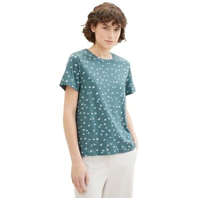 1040544 TOM TAILOR T-shirt damski, 34800 Green Minimal Print, XXS 1040544 TOM TAILOR T-shirt damski, 34800 Green Minimal Print, XXS