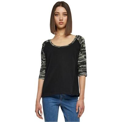 TB733-01308 Urban Classics Damska koszulka 3/4 Contrast Raglan Tee, Black/Darkcamo, 4XL TB733-01308 Urban Classics Damska koszulka 3/4 Contrast Raglan Tee, Black/Darkcamo, 4XL