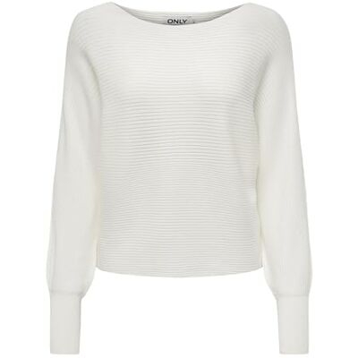 15226298 ONLY Onladaline L/S Short Pullo KNT Noos sweter z dzianiny z dekoltem w łódkę, Snow White, XS 15226298 ONLY Onladaline L/S Short Pullo KNT Noos sweter z dzianiny z dekoltem w łódkę, Snow White, XS