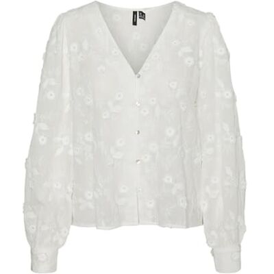 10308977 VERO MODA Vmpuna Ls Top WVN bluzka damska z długim rękawem, Snow White, S 10308977 VERO MODA Vmpuna Ls Top WVN bluzka damska z długim rękawem, Snow White, S