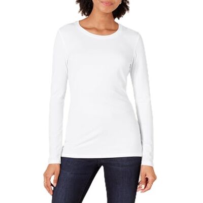WAE45094FL18-XX-Large-white Amazon Essentials Women's Koszulka z długim rękawem i okrągłym dekoltem classic fit (dostępna w wersji Plus Size), Biały, XXL WAE45094FL18-XX-Large-white Amazon Essentials Women's Koszulka z długim rękawem i okrągłym dekoltem classic fit (dostępna w wersji Plus Size), Biały, XXL