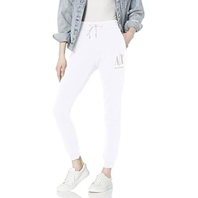 8NYPDXYJ68Z1000 Armani Exchange Damskie spodnie dresowe Studded Icon Drawstring, biały (Optic White), L 8NYPDXYJ68Z1000 Armani Exchange Damskie spodnie dresowe Studded Icon Drawstring, biały (Optic White), L