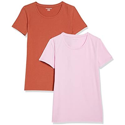 WAE45054SP18-Tpink-XX-Large Amazon Essentials Women's Koszulka z krótkim rękawem z okrągłym dekoltem classic fit, Pack of 2, Jasnoróżowy/Terakotowy, XXL WAE45054SP18-Tpink-XX-Large Amazon Essentials Women's Koszulka z krótkim rękawem z okrągłym dekoltem classic fit, Pack of 2, Jasnoróżowy/Terakotowy, XXL