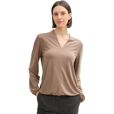 1043149 TOM TAILOR Damska koszulka z długim rękawem, 36516 szarobrązowy (taupe grey), M 1043149 TOM TAILOR Damska koszulka z długim rękawem, 36516 szarobrązowy (taupe grey), M
