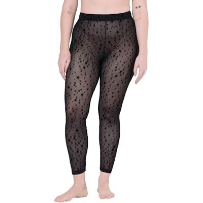 810404 Ulla Popken Damskie duże rozmiary plus size legginsy z siateczki, gwiazdki, przezroczyste, bardzo elastyczne , czarny, 58-60 810404 Ulla Popken Damskie duże rozmiary plus size legginsy z siateczki, gwiazdki, przezroczyste, bardzo elastyczne , czarny, 58-60