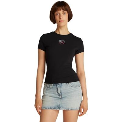DW0DW20316 Tommy Jeans Damska koszulka TJW SLIM ESSENTIAL LOGO 2 TEE S/S, czarna, XXS, czarny (czarny), XXS DW0DW20316 Tommy Jeans Damska koszulka TJW SLIM ESSENTIAL LOGO 2 TEE S/S, czarna, XXS, czarny (czarny), XXS