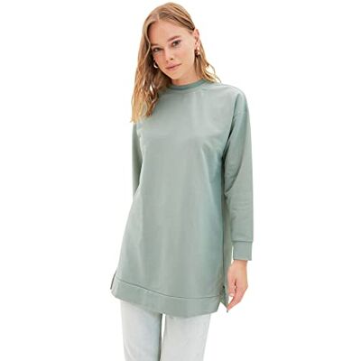 TCTAW22TW0196 Trendyol Damska prosta bluza z długim rękawem, regularna bluza hidżab, miętowy, M TCTAW22TW0196 Trendyol Damska prosta bluza z długim rękawem, regularna bluza hidżab, miętowy, M