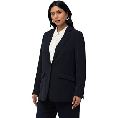 811944 Ulla Popken Damska marynarka duże rozmiary plus size, kołnierz z klapką, zapięcie na guziki , ciemny morski, 48 811944 Ulla Popken Damska marynarka duże rozmiary plus size, kołnierz z klapką, zapięcie na guziki , ciemny morski, 48