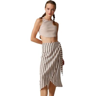 3SAL70009IW Koton Damska spódnica typu midi Wrap Over Patterned, Anthracite (045), 34 3SAL70009IW Koton Damska spódnica typu midi Wrap Over Patterned, Anthracite (045), 34