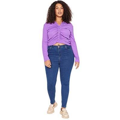 TBBSS22JE0075 Trendyol Damskie plus size wysoki stan skinny fit plus size dżinsy, niebieskie, 50, NIEBIESKI TBBSS22JE0075 Trendyol Damskie plus size wysoki stan skinny fit plus size dżinsy, niebieskie, 50, NIEBIESKI