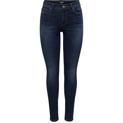15272480 ONLY Dżinsy damskie skinny OnLWAUW ze średnim stanem skinny fit, niebieski (Dark Blue Denim), XS / 32L 15272480 ONLY Dżinsy damskie skinny OnLWAUW ze średnim stanem skinny fit, niebieski (Dark Blue Denim), XS / 32L