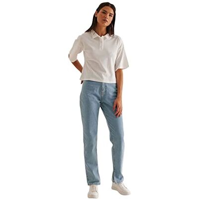 1100-005414 NA-KD Damska koszulka polo z guzikami, biały, M 1100-005414 NA-KD Damska koszulka polo z guzikami, biały, M