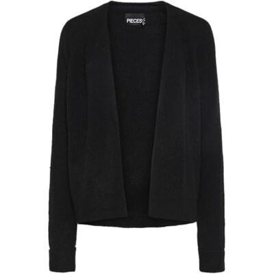17150955 PIECES Pcellen Ls Short Cardigan Noos Bc sweter z dzianiny, czarny, S 17150955 PIECES Pcellen Ls Short Cardigan Noos Bc sweter z dzianiny, czarny, S