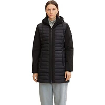 1031320 TOM TAILOR Damski Długa pikowana kurtka softshell , 14482 Deep Black, XS 1031320 TOM TAILOR Damski Długa pikowana kurtka softshell , 14482 Deep Black, XS