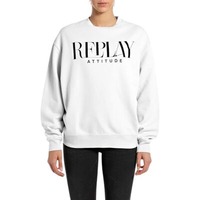 W3106C.000.22890CS Replay Bluza damska oversize, 001 White, XXS W3106C.000.22890CS Replay Bluza damska oversize, 001 White, XXS