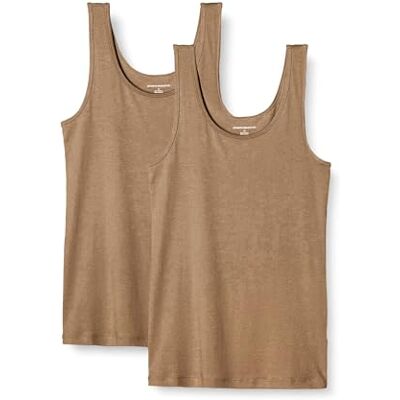 WAE45056SP18-Nud-L Amazon Essentials Women's Koszulka typu tank slim fit, Pack of 2, Beżowy, L WAE45056SP18-Nud-L Amazon Essentials Women's Koszulka typu tank slim fit, Pack of 2, Beżowy, L