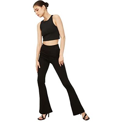 TWOAW22PL0107 Trendyol Damskie czarne spodenki z dzianiny, Czarny, M TWOAW22PL0107 Trendyol Damskie czarne spodenki z dzianiny, Czarny, M