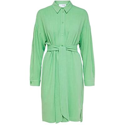 16089666 SELECTED FEMME Damska sukienka bluzkowa, mieszanka lnu, Absinthe Green, 38 16089666 SELECTED FEMME Damska sukienka bluzkowa, mieszanka lnu, Absinthe Green, 38