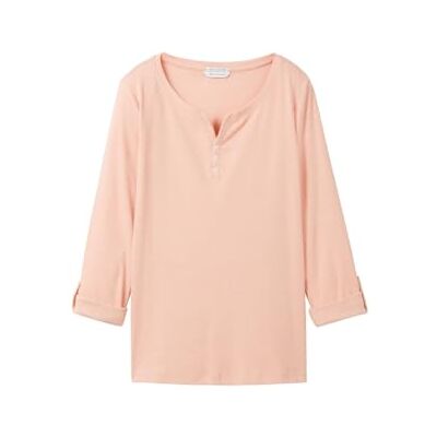 1024036 TOM TAILOR Henley damska koszulka z długim rękawem w paski z bawełny ekologicznej, 35225 Apricot Offwhite Stripe Ck, XXL 1024036 TOM TAILOR Henley damska koszulka z długim rękawem w paski z bawełny ekologicznej, 35225 Apricot Offwhite Stripe Ck, XXL