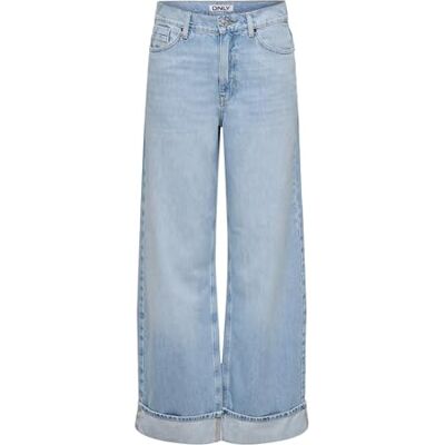 15343018-4692299 ONLY Onlhope Hw Wide Foldup DNM Cro315 Noos, jasnoniebieski (light blue denim), 32W / 32L 15343018-4692299 ONLY Onlhope Hw Wide Foldup DNM Cro315 Noos, jasnoniebieski (light blue denim), 32W / 32L
