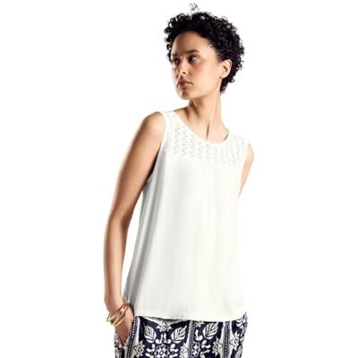 4063046173110 STREET ONE Top z mieszanki materiałów, Off White, 46 4063046173110 STREET ONE Top z mieszanki materiałów, Off White, 46
