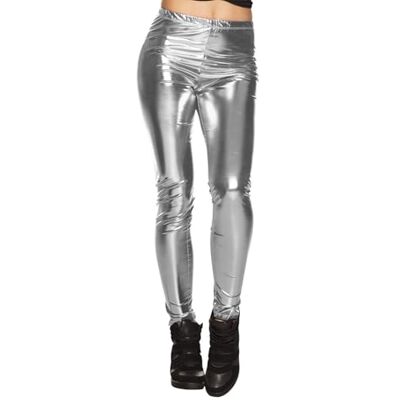 Boland Metaliczne legginsy na karnawał, festiwal, imprezę tematyczną lub na co dzień, błyszczące elastyczne spodnie do kostiumów, lata 80. Boland Metaliczne legginsy na karnawał, festiwal, imprezę tematyczną lub na co dzień, błyszczące elastyczne spodnie do kostiumów, lata 80.