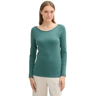 1044407 Tom Tailor Damska Basic koszulka z długim rękawem z dekoltem w kształcie litery U (1 opakowanie), 10697 Sea Pine Green, XXL 1044407 Tom Tailor Damska Basic koszulka z długim rękawem z dekoltem w kształcie litery U (1 opakowanie), 10697 Sea Pine Green, XXL