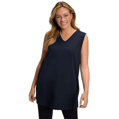 65915004 Ulla Popken Damska koszulka basic-v-top, granatowy, 54-56 65915004 Ulla Popken Damska koszulka basic-v-top, granatowy, 54-56