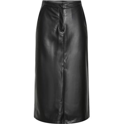 17151696 Pcneeth Hw Pu Midi Skirt, czarny, XS 17151696 Pcneeth Hw Pu Midi Skirt, czarny, XS