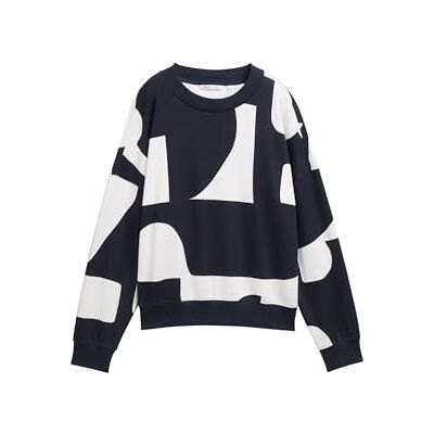 1049413 TOM TAILOR Denim Bluza damska, 38859 granatowy biały nadruk Big Scale Print, M 1049413 TOM TAILOR Denim Bluza damska, 38859 granatowy biały nadruk Big Scale Print, M