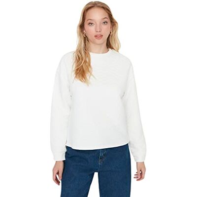 TWOAW23SW00147 Trendyol Bluza z poliestru Ecru Standard S Ecru, Ecru TWOAW23SW00147 Trendyol Bluza z poliestru Ecru Standard S Ecru, Ecru