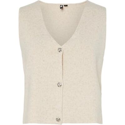 17159530-4821224 PIECES Pcjonda Sl V-Neck Knit Vest Bc, brzoza, M 17159530-4821224 PIECES Pcjonda Sl V-Neck Knit Vest Bc, brzoza, M