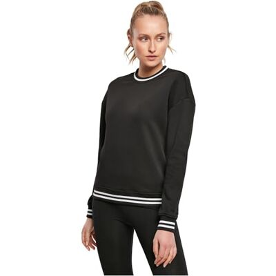BY105-00826-0039 Build Your Brand Damska bluza z kapturem Ladies College Crew pulowery, damski sweter z paskami na mankietach dostępny w 2 kolorach, rozmiary XS 5XL, czarny/biały, 4XL BY105-00826-0039 Build Your Brand Damska bluza z kapturem Ladies College Crew pulowery, damski sweter z paskami na mankietach dostępny w 2 kolorach, rozmiary XS 5XL, czarny/biały, 4XL