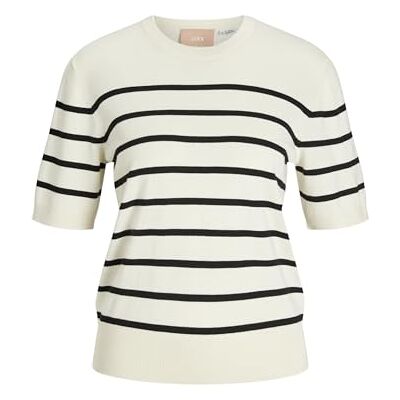 12254368 Jack & Jones Jxlayla Ss Knit, kremowy, XS 12254368 Jack & Jones Jxlayla Ss Knit, kremowy, XS