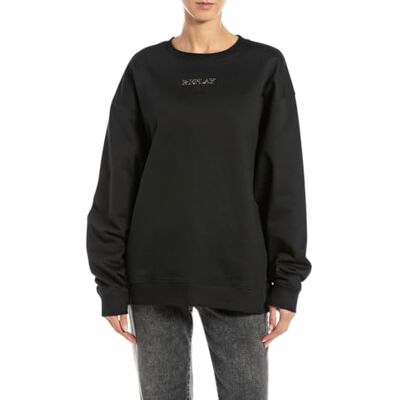 W3456A.000.23802 REPLAY Damska bluza oversize z bawełny, 098 BLACK, XXS W3456A.000.23802 REPLAY Damska bluza oversize z bawełny, 098 BLACK, XXS